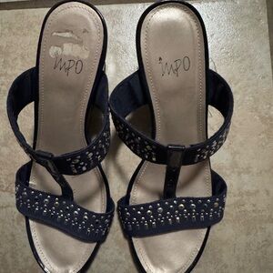 Impo Navy and Silver Studded Sandals